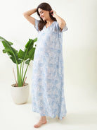 The Kaftan Company Nightdress White Floral Strokes Nightdress