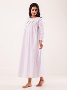 The Kaftan Company Nightdress White Hand Embroidered Cotton Nightdress