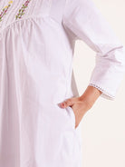 The Kaftan Company Nightdress White Hand Embroidered Cotton Nightdress