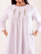 The Kaftan Company Nightdress White Hand Embroidered Cotton Nightdress