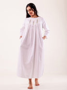The Kaftan Company Nightdress White Hand Embroidered Cotton Nightdress