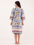 The Kaftan Company Nightdress White Multicolor Floral Printed Cotton Nightdress