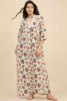 The Kaftan Company Nightdress White Seashell Print Modal Nightdress with Lace Neckline