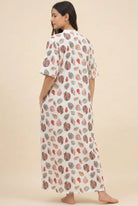 The Kaftan Company Nightdress White Seashell Print Modal Nightdress with Lace Neckline