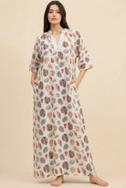 The Kaftan Company Nightdress White Seashell Print Modal Nightdress with Lace Neckline