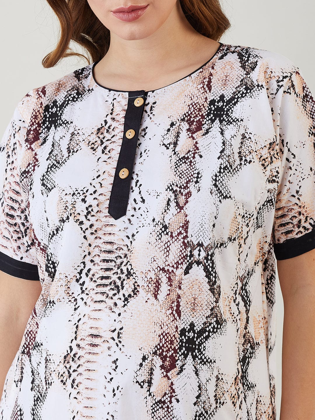 The Kaftan Company Nightdress White Snake Printed Maternity Nightdress