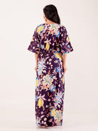 The Kaftan Company Nightdress Wine Floral Printed Modal Nightdress