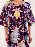 The Kaftan Company Nightdress Wine Floral Printed Modal Nightdress