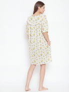The Kaftan Company Nightdress Yellow Floral Short Cotton Nightdress