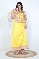 The Kaftan Company Nightdress Yellow Ombre Printed Satin Nightdress with Pockets