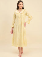The Kaftan Company Nightdress Yellow Striped Nightdress with Ruffle Collar
