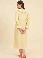 The Kaftan Company Nightdress Yellow Striped Nightdress with Ruffle Collar