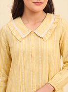 The Kaftan Company Nightdress Yellow Striped Nightdress with Ruffle Collar