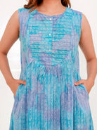 The Kaftan Company Nightwear Blue Watercolour Print Cotton Nightdress