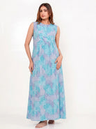 The Kaftan Company Nightwear Blue Watercolour Print Cotton Nightdress