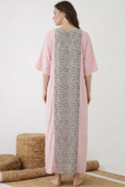 The Kaftan Company Nightwear Blush Pink Floral Panel Modal Nightdress
