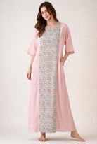 The Kaftan Company Nightwear Blush Pink Floral Panel Modal Nightdress