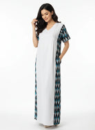 The Kaftan Company Nightwear Grey Cotton Ikat Panel Nightdress