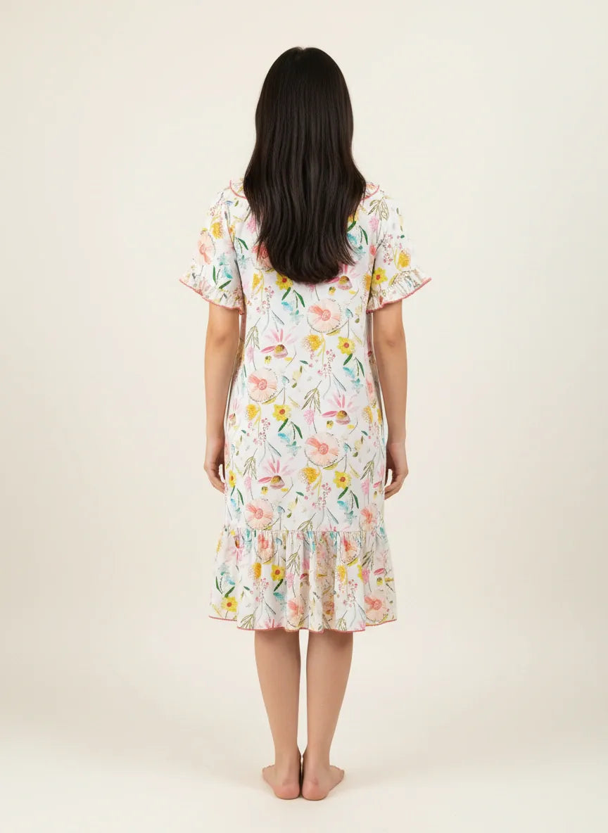 The Kaftan Company Nightwear Multi Wildflower Print Modal Sleepshirt
