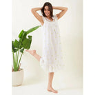 The Kaftan Company Nightwear Pineapple Ditsy White Cotton Nightdress