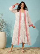 The Kaftan Company Nightwear Rose Ditsy Floral Cotton Robe