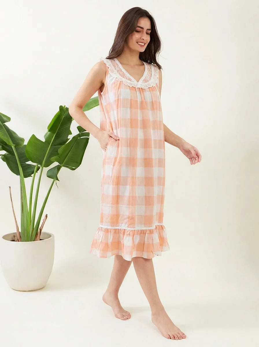 The Kaftan Company Nightwear Rosebud Peach Nightgown