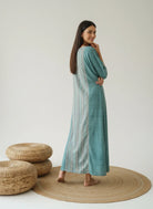 The Kaftan Company Nightwear Teal Stripe Panel Nightdress