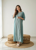 The Kaftan Company Nightwear Teal Stripe Panel Nightdress
