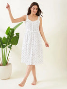 The Kaftan Company Nightwear White Heart Print Cotton Nightdress