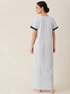 The Kaftan Company Nightwear White Navy Geometric Print Cotton Nightdress