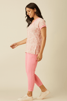 The Kaftan Company Pants Pink Ribbed Jogger Pants with Drawstring Waist