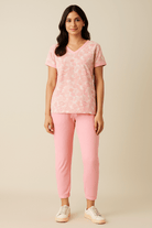 The Kaftan Company Pants Pink Ribbed Jogger Pants with Drawstring Waist