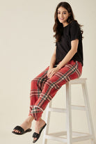 The Kaftan Company Pants Red Tartan Lounge Pants with Pockets