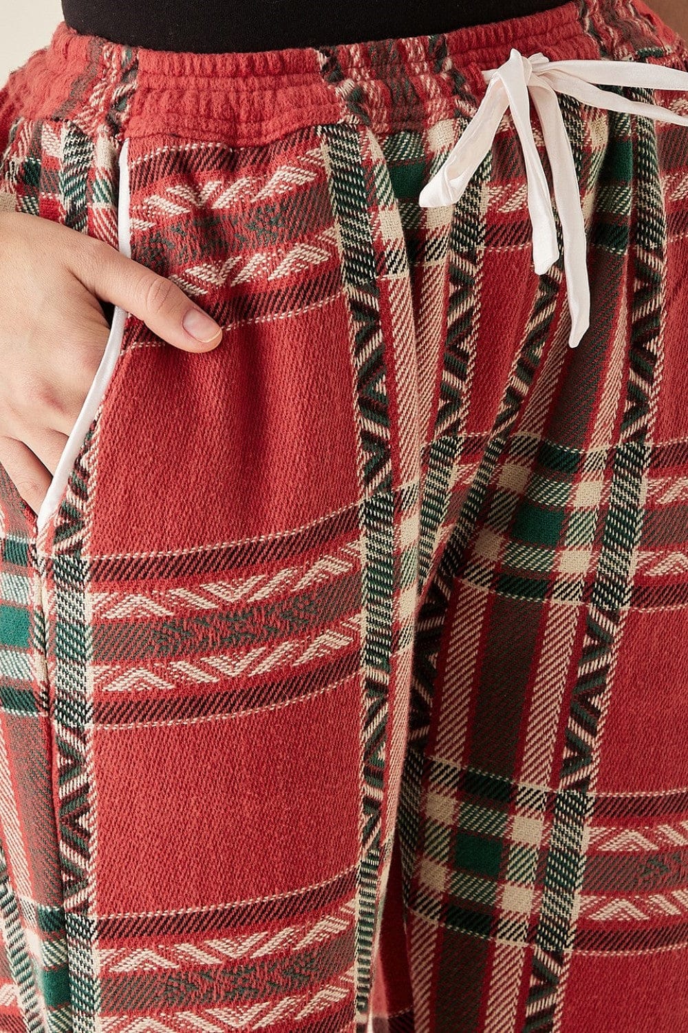 The Kaftan Company Pants Red Tartan Lounge Pants with Pockets
