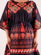 The Kaftan Company Pyjama Set Black Ethnic Printed Viscose Nightwear Pyjama Set