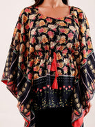 The Kaftan Company Pyjama Set Black Floral Printed Viscose Nightwear Pyjama Set