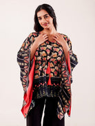 The Kaftan Company Pyjama Set Black Floral Printed Viscose Nightwear Pyjama Set