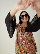 The Kaftan Company Pyjama Set Black Flutter Printed Co-ord Set