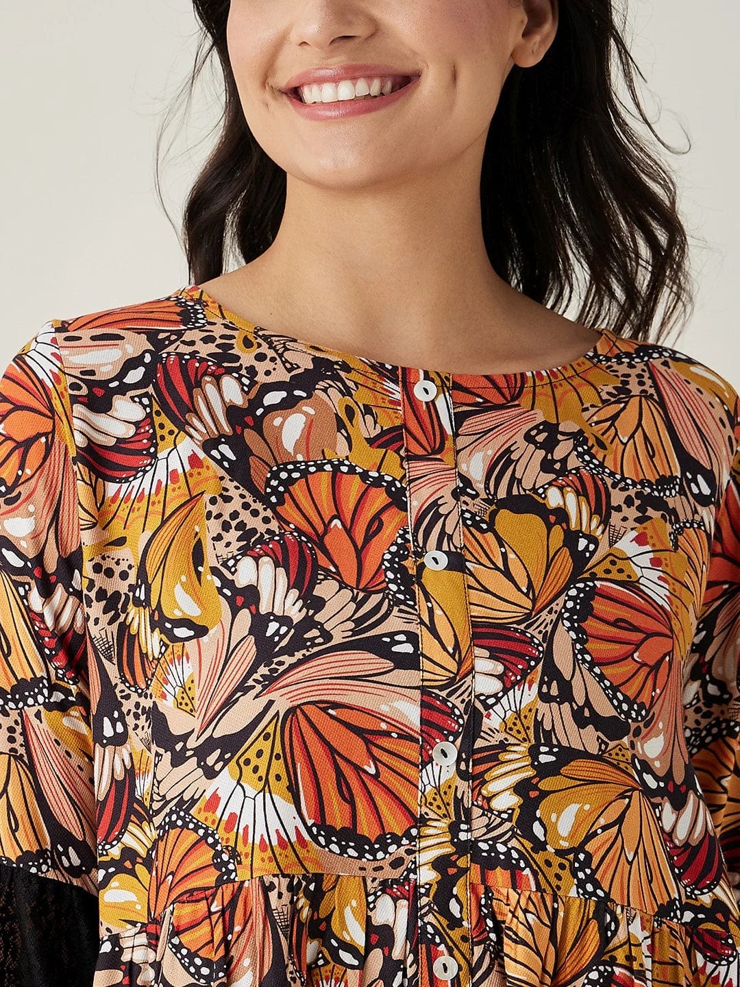 The Kaftan Company Pyjama Set Black Flutter Printed Co-ord Set