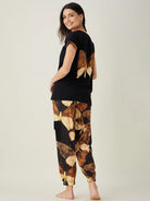 The Kaftan Company Pyjama Set Black Flutter Printed Pajama Set