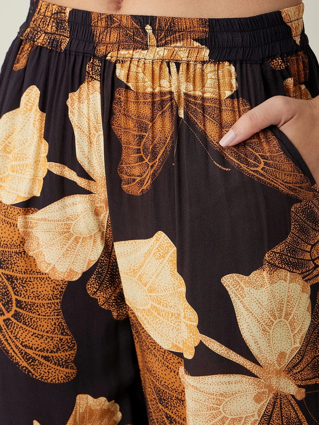 The Kaftan Company Pyjama Set Black Flutter Printed Pajama Set