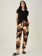 The Kaftan Company Pyjama Set Black Flutter Printed Pajama Set