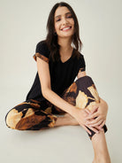 The Kaftan Company Pyjama Set Black Flutter Printed Pajama Set