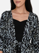The Kaftan Company Pyjama Set Black geomteric print top and pyjama set