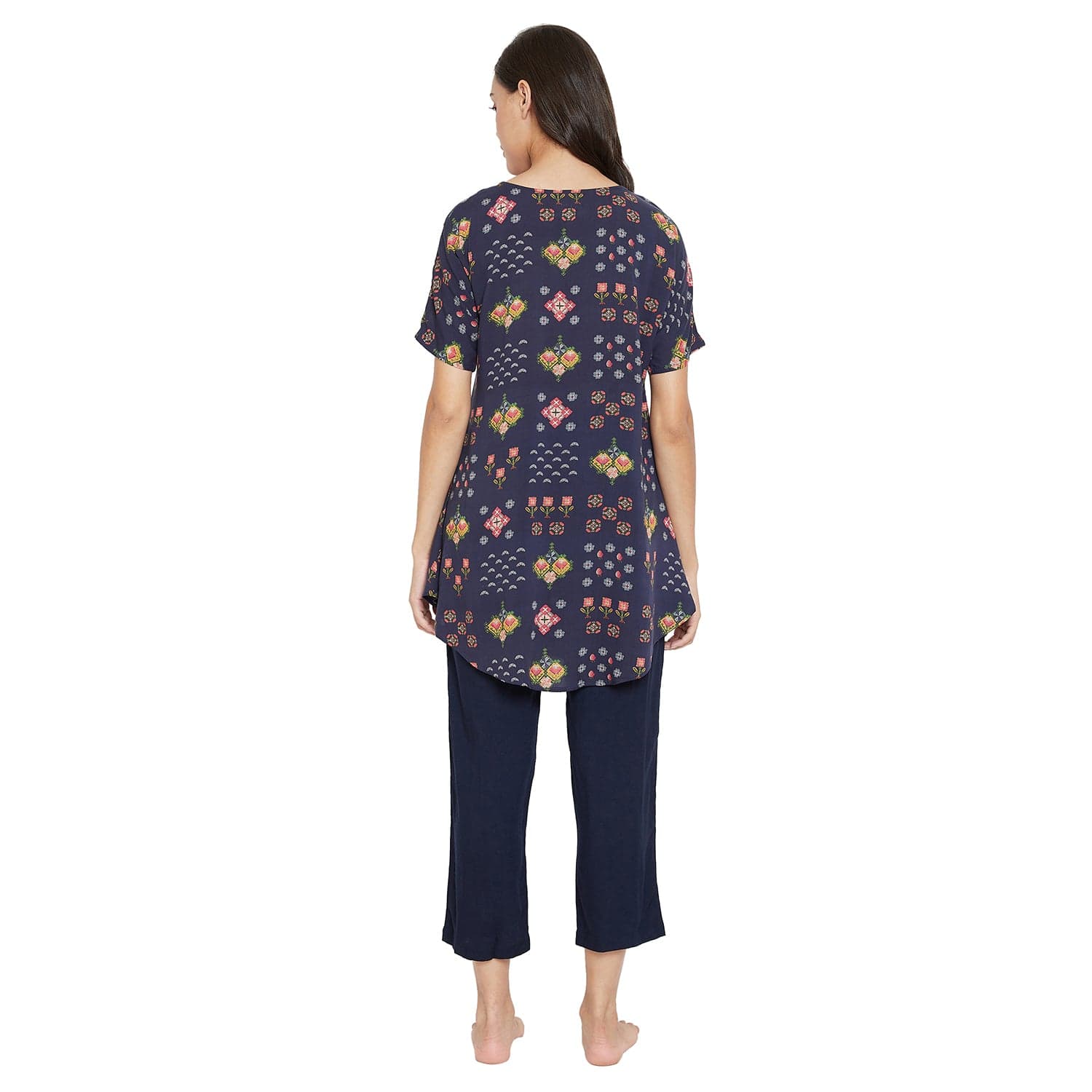 The Kaftan Company Pyjama Set Blue Aztec Print Pyjama Set