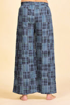 The Kaftan Company Pyjama Set Blue Cotton Patchwork Home Lounge Pants
