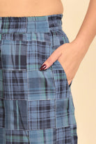 The Kaftan Company Pyjama Set Blue Cotton Patchwork Home Lounge Pants