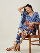 The Kaftan Company Pyjama Set Blue Fluttery Dream Pajama Set (Final Sale)