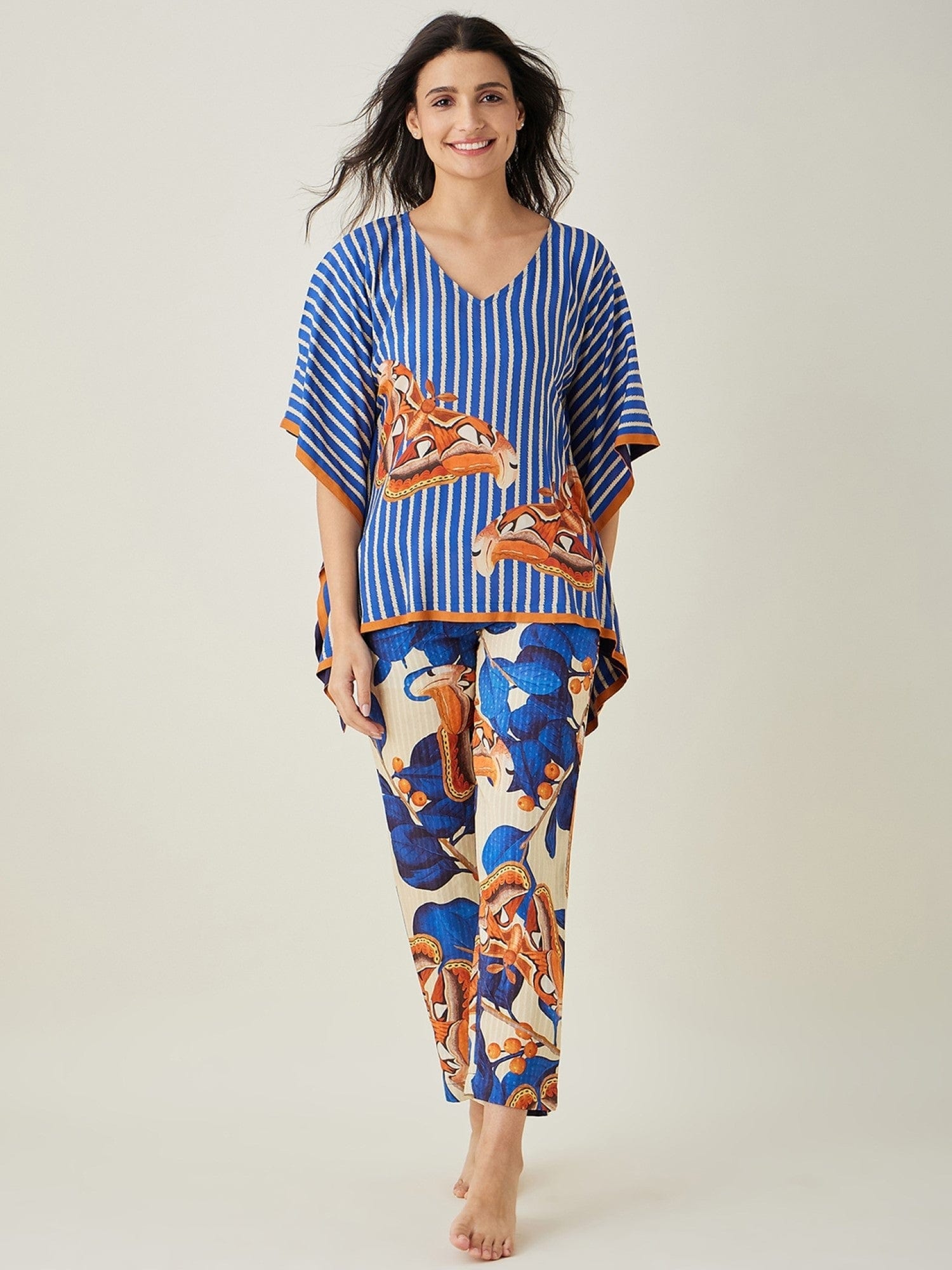 The Kaftan Company Pyjama Set Blue Fluttery Dream Pyjama and Kaftan Set