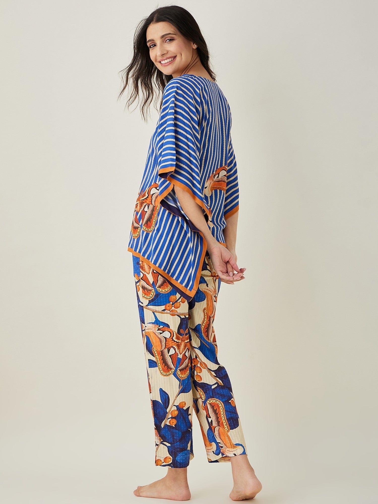 The Kaftan Company Pyjama Set Blue Fluttery Dream Pyjama and Kaftan Set